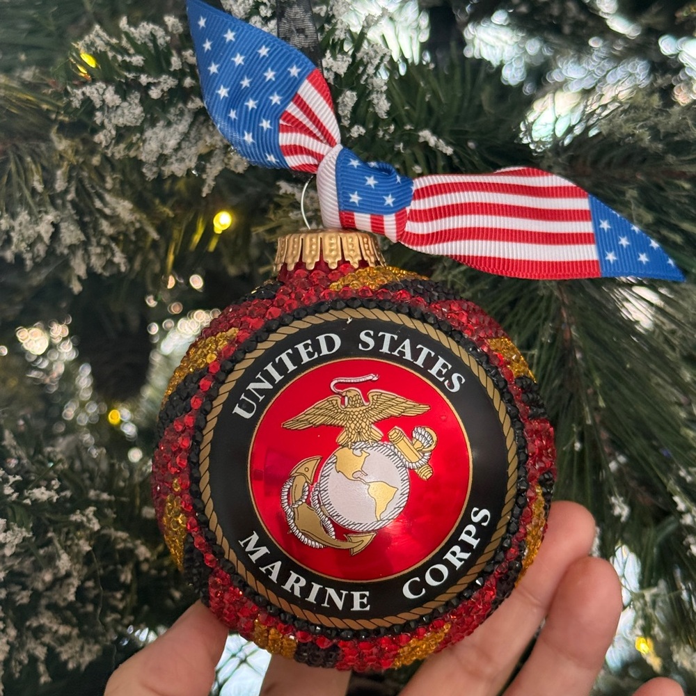 United States Marine Corps Holiday Ornament, Red, Gold, Christmas, Military Gift - Picture 9 of 10